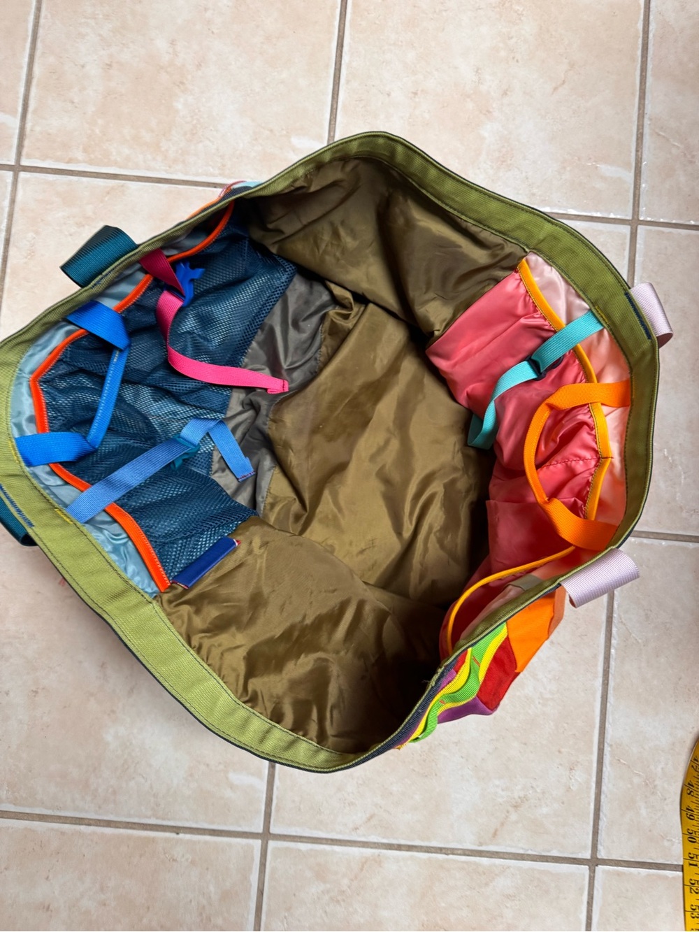 cotopaxi Multicolor Tote Bag with Orange Center and Rust Base - Picture 10 of 16